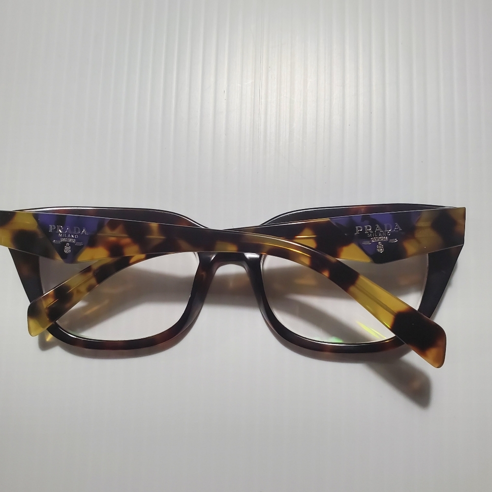 💥SALE💥 Prada PR A06V Caramel Havana w/Blue (54◻19) 54mm Eyeglasses - Picture 3 of 9